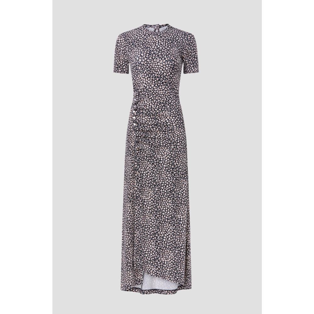 Paco Rabanne Black Floral Jersey Short Sleeve Crewneck Midi Dress Size XXL - Picture 7 of 16